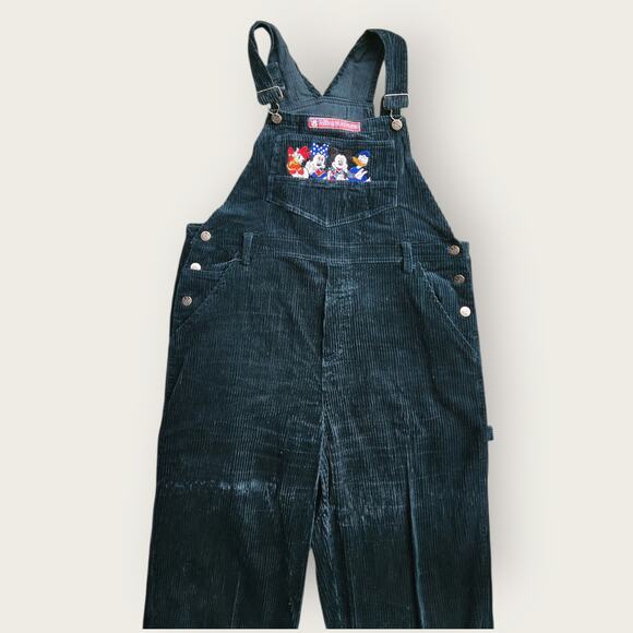 Mickey Mouse Overalls Jrs. Sz L Hunter Green Corduroy Signature Series VTG - Picture 6 of 10